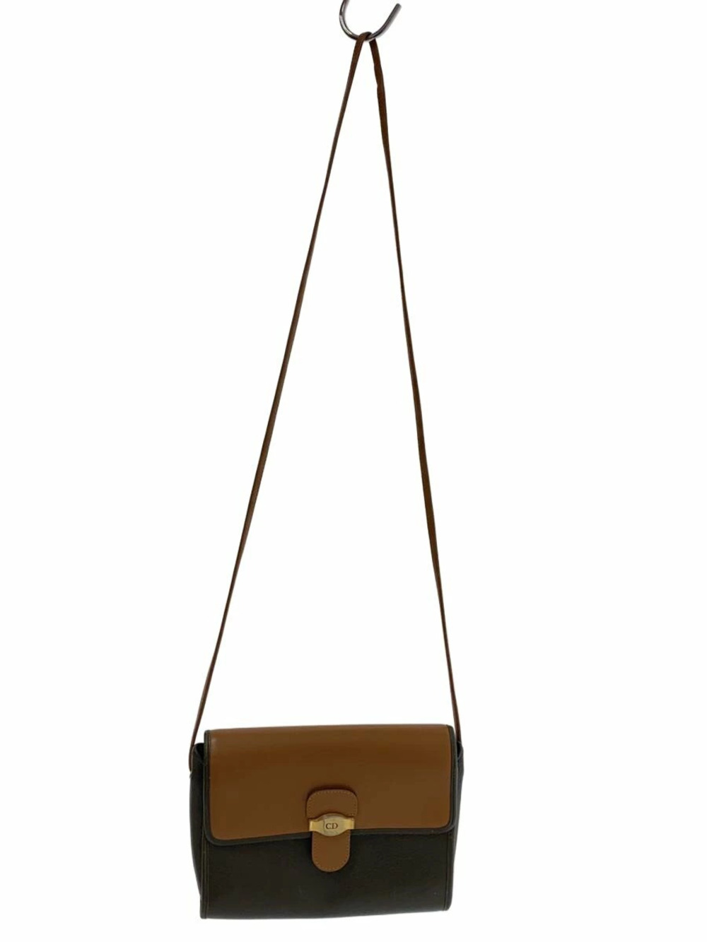 Christian Dior Shoulder Bag Leather Khaki Green